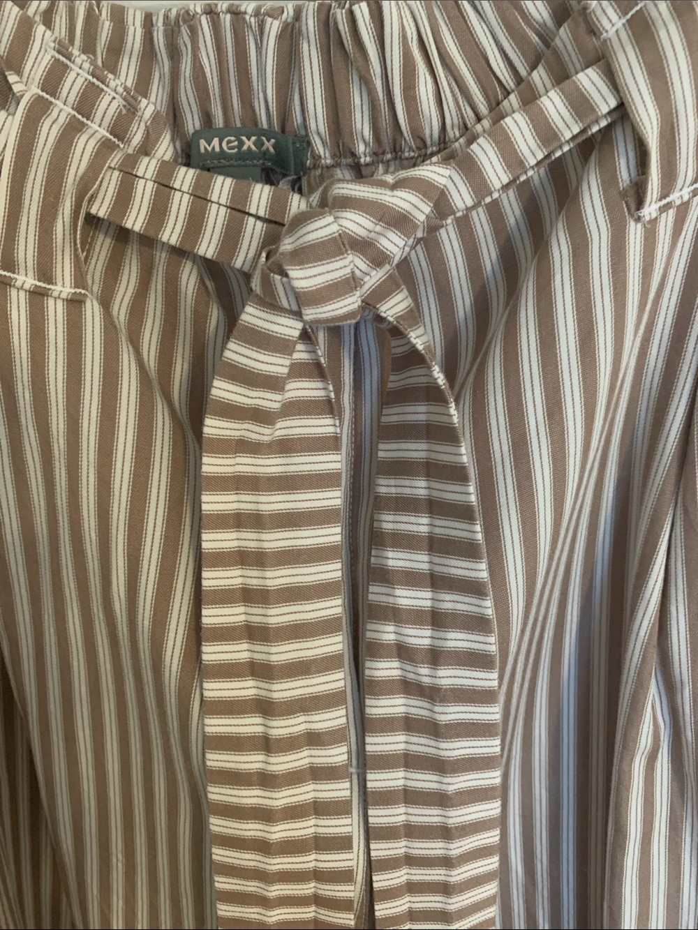 3 for $20 😍 MEXX Striped Tie-Waist Wide Leg Pants - Beige & White